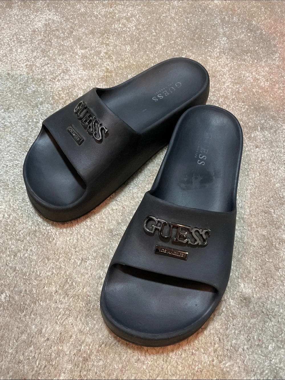 Guess Black Platform Slide Sandals GUESS® Vartino Logo Slide Sandals main image 4